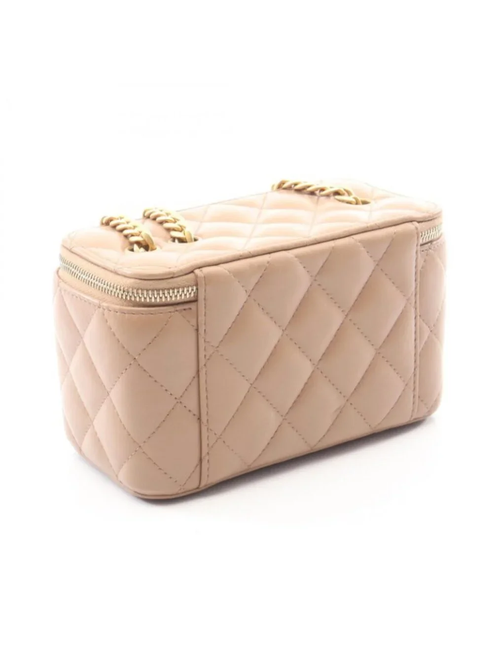 Chanel Shoulder Bag Quilted Vanity Beige Lambskin